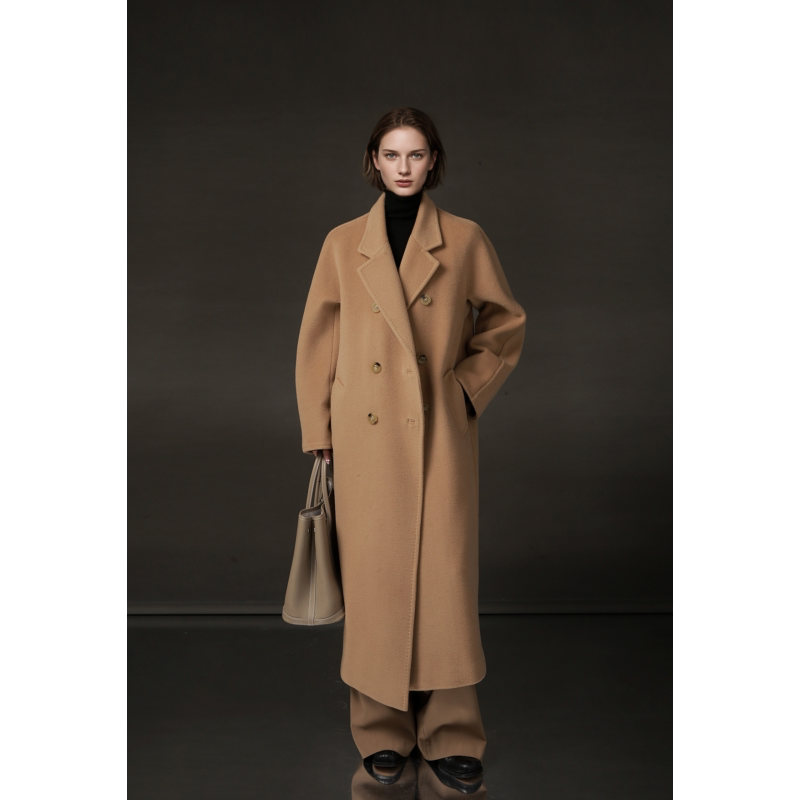Piaoin Classic Model 101801 Double-Breasted Fully Printed Lined Coat for Women, Mid-Length Double-Sided Cashmere Woolen Coat for Winter Piaoin Classic Model 101801 Double-Breasted Fully Printed Lined Coat for Women, Mid-Length Double-Sided Cashmere Woolen Coat for Winter