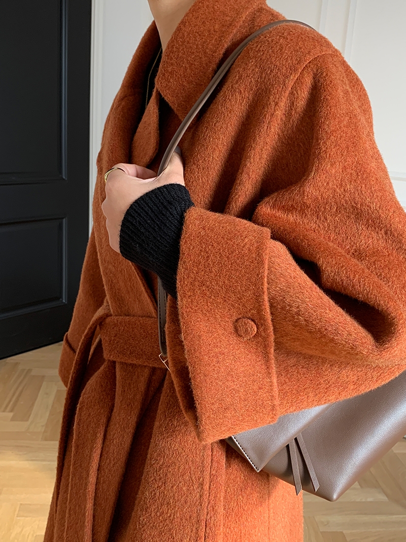 Limited edition 280 Albaka alpaca wool coat women's long vintage bathrobe anti-double-sided velvet thin cashmere loose