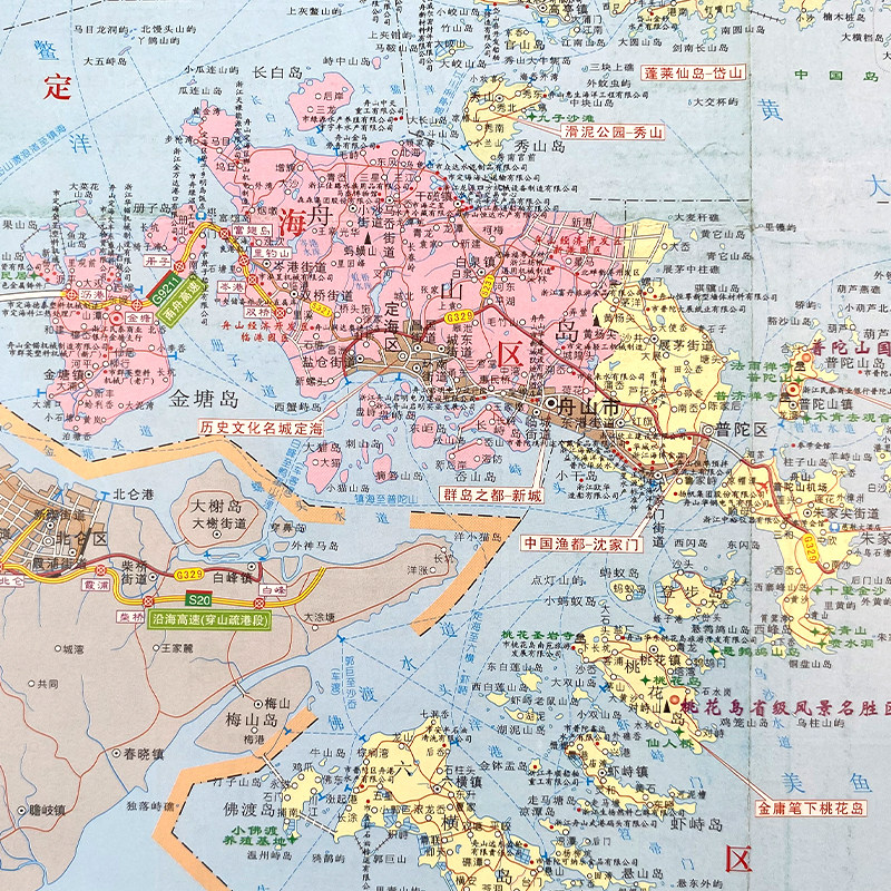 舟山市地图详解:行政区域、交通旅游指南及景点详图-交通地图-淘宝好物网