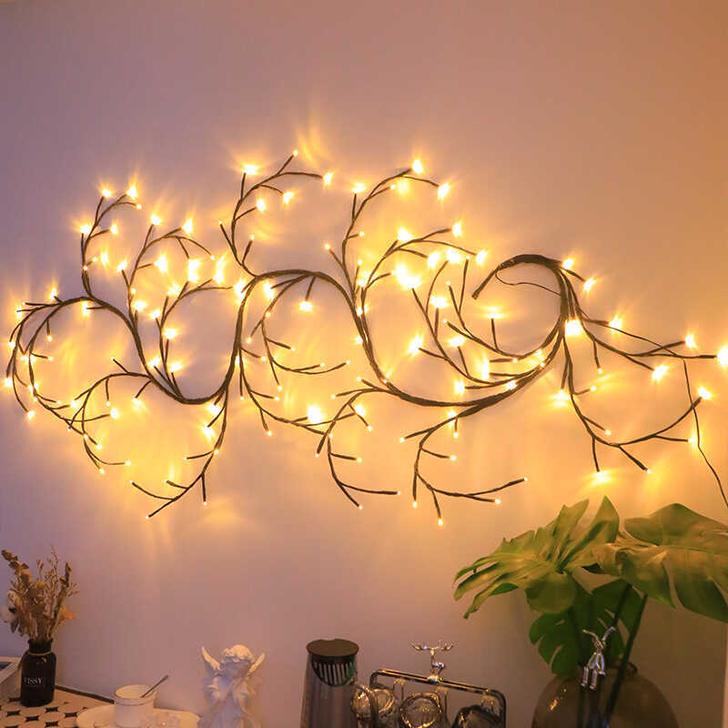 Led Romantic Lights, Bendable New Branch Lights, Creative Bedroom Starry Vine Lights, Hanging Lights, Tree Vine Flashing Lights