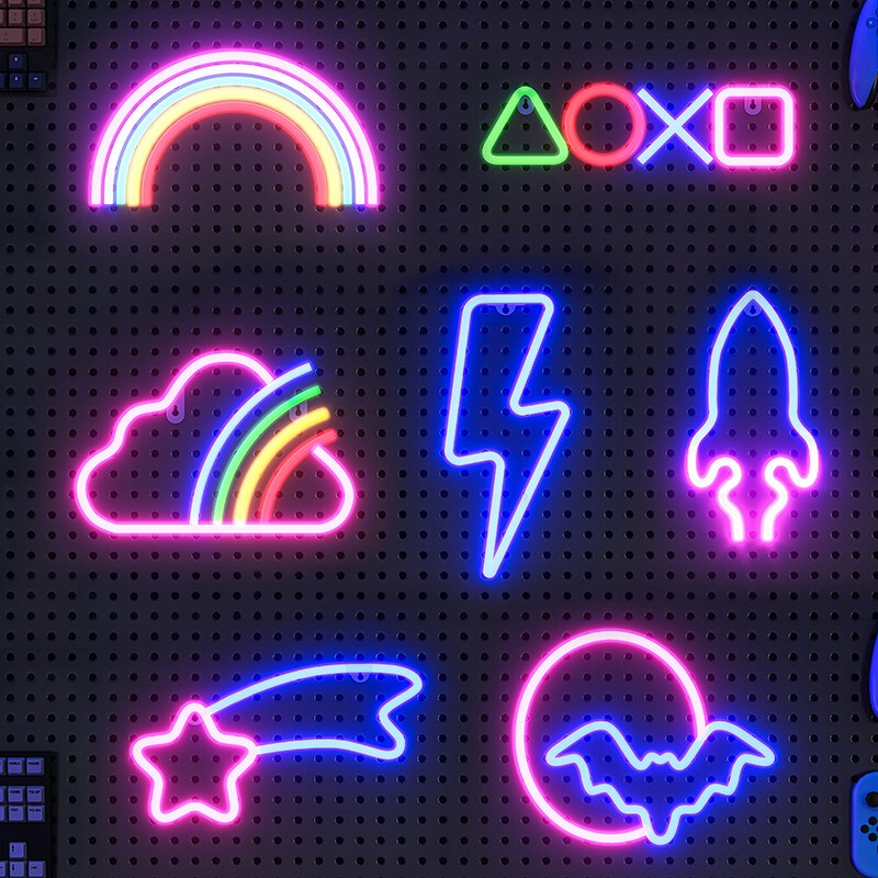 Led Neon Light Ambient Light Perforated Board Gaming Room Decoration Trendy Wall Design Bar Creative Arrangement Colorful Lights Led Neon Light Ambient Light Perforated Board Gaming Room Decoration Trendy Wall Design Bar Creative Arrangement Colorful Lights