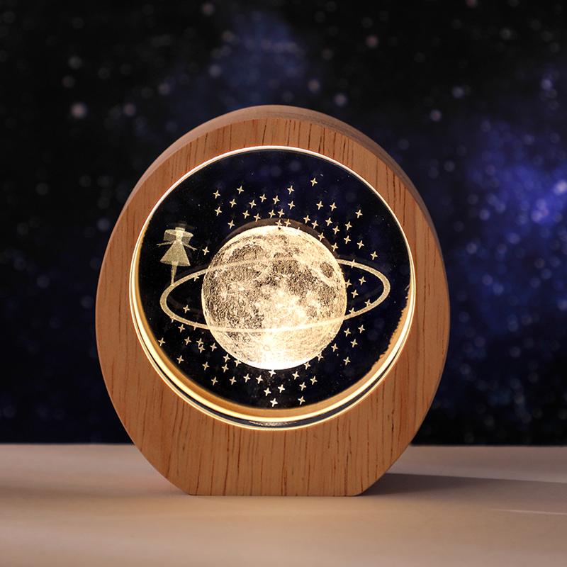 Glowing Starry Sky Galaxy Crystal Night Light Desktop Ornament Bedroom Decoration Birthday Gift for Girls and Best Friends