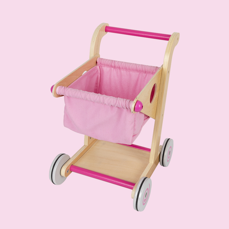 Foreign Trade Children Trolley Toy Baby School Walk Past Home Supermarket Shopping Cart Wooden Hand-pulled Walker 