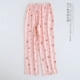 Quần ngủ nữ quần ngủ cotton dệt quần mùa xuân và mùa hè cotton nhà quần XL điều hòa không khí quần hoạt hình phần mỏng