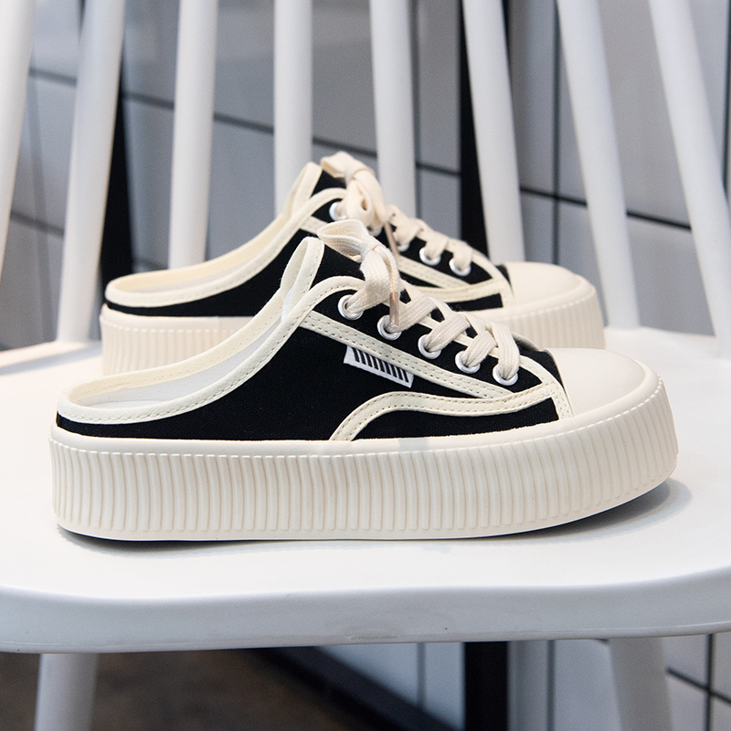 2026 Spring New Style Half-Slip Canvas Shoes for Women, Versatile Thick-Soled Sneakers, Spring Slip-On Cloth Shoes, Sneakers 2026 Spring New Style Half-Slip Canvas Shoes for Women, Versatile Thick-Soled Sneakers, Spring Slip-On Cloth Shoes, Sneakers
