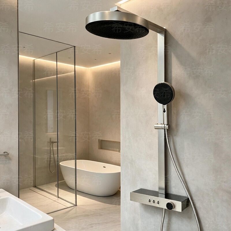 Xianxi Minimalist Brushed Nickel Electroplated Silver Shower Set with Copper Plumbing and Steel Casing Lever Design Xianxi Minimalist Brushed Nickel Electroplated Silver Shower Set with Copper Plumbing and Steel Casing Lever Design
