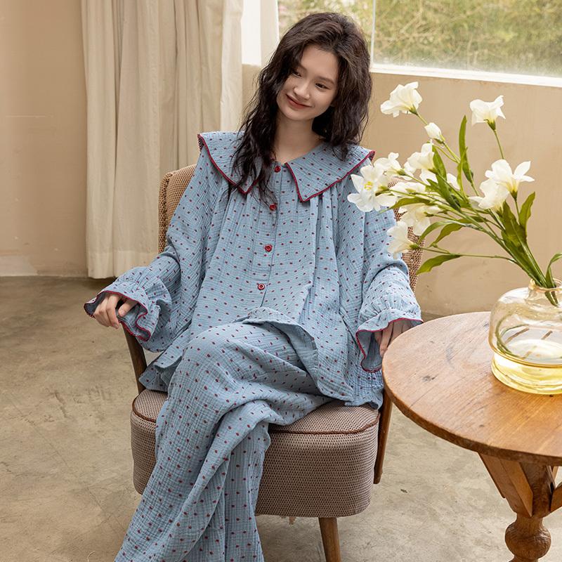 Postpartum Clothing, Summer Thin Pure Cotton Gauze, Postpartum Maternity Pajamas, Spring, Autumn and Winter Breastfeeding, Large Size Home Clothes