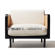 Nordic simple solid wood sofa chairs single modern Chinese hotel clubhouse living room reception designer home