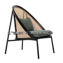 New Chinese-style solid wood rattan sofa chair Nordic modern simple casual reception single chair designer furniture customization