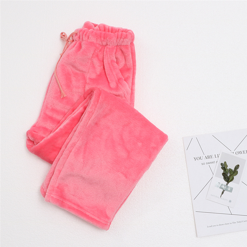 Mùa đông phụ nữ flannel lỏng kích thước lớn quần nhà dày dày ấm áp lông cừu đồ ngủ lỏng quần nhà quần baggy nam