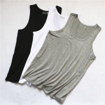 Modale mens vest pure cotton elastic tight fit for undershirt body white vest close-fitting sports gym sweatshirt