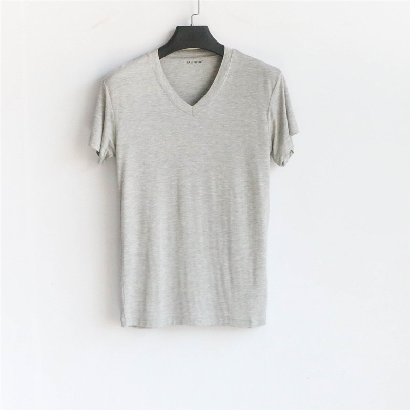 Foreign Trade Modale T-shirt Men Short Sleeve V Collar Pure Color Inner Lap Clothes Half Sleeve Summer Thin size with large size sports blouses