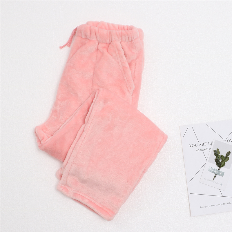 Mùa đông phụ nữ flannel lỏng kích thước lớn quần nhà dày dày ấm áp lông cừu đồ ngủ lỏng quần nhà quần baggy nam