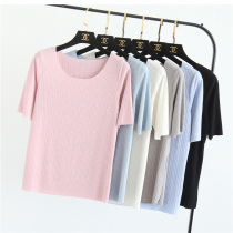 Day Ensemble Pure Cotton Pyjamas Lady Single single blouse T-shirt thinker Home Jacket External Wearing bottom No marks Short sleeves Pure color