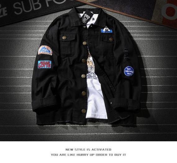 Áo khoác nam mùa thu mới nam cá tính Quần áo mỏng nam phiên bản Hàn Quốc của xu hướng áo khoác denim đẹp trai áo khoác nam cao cấp nhập khẩu