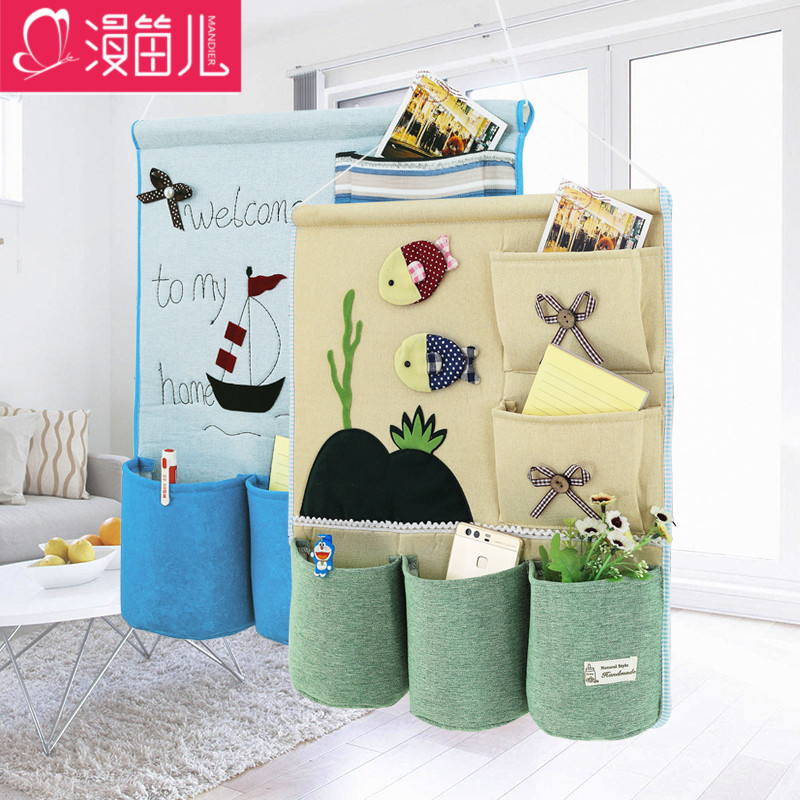 Storage bag hanging bag behind the door Wall-mounted wall-mounted wall-mounted storage fabric dormitory door storage artifact bag