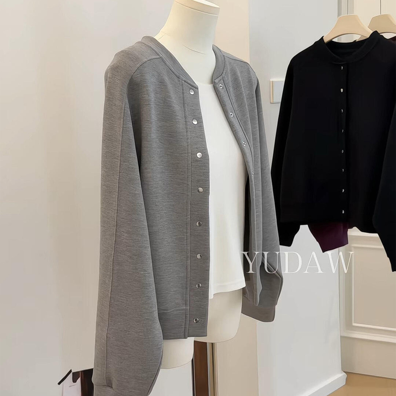 Sun! Gray Air Layer Silhouette Baseball Jacket for Women 2026 New Korean Style Light Luxury Imported Sweatshirt Coat Sun! Gray Air Layer Silhouette Baseball Jacket for Women 2026 New Korean Style Light Luxury Imported Sweatshirt Coat