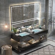 Modern simple rock board bathroom cabinet combination custom washbasin cabinet Wash basin sink sink sink Bathroom cabinet Light luxury