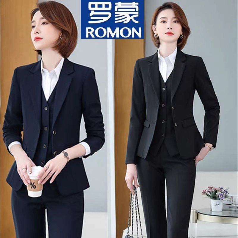 Romon Suit Set for Women, Autumn and Winter, Professional Attire for Civil Servants, Interview Suit for College Students, Formal Attire, Elegant Workwear