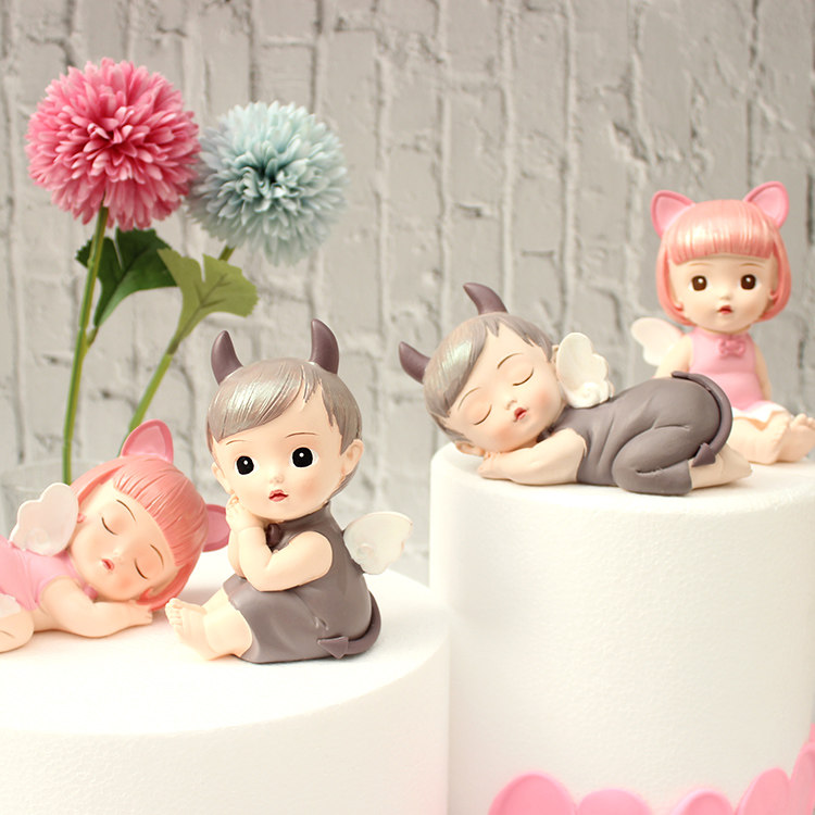 Cake Baking Decoration Hem Angel Sleeping Baby Boy Girl Sleeping Pose Cake Decorated Children Dessert Table Arrangement