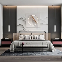 New Chinese style bed c solid wood bed modern Chinese style master bedroom simple double bed zen small apartment furniture ash wood wedding