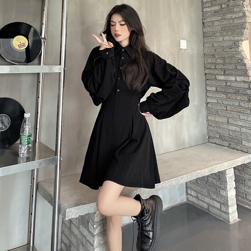 French Hepburn Style Shirt Dress for Women, Plus Size, Early Spring New Design, Niche, Waist-Cinching, Slimming Dress
