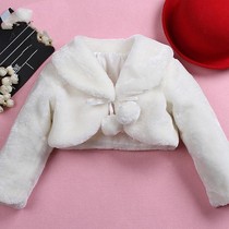 Childrens cloak autumn and winter outing girl dress white shawl girl princess all-match cloak flower girl small coat