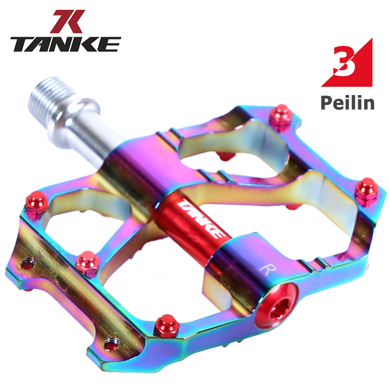 Carbon guest TANKE mountaineering bicycle road pedal colorful 3 Peilin CNC aluminum alloy riding pedal accessories