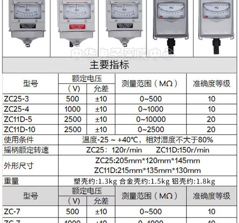 Máy đo điện trở cách điện Triều Dương ZC25 Máy đo rung của thợ điện 500V Megger 1000V Máy quay tay ZC11D2500V