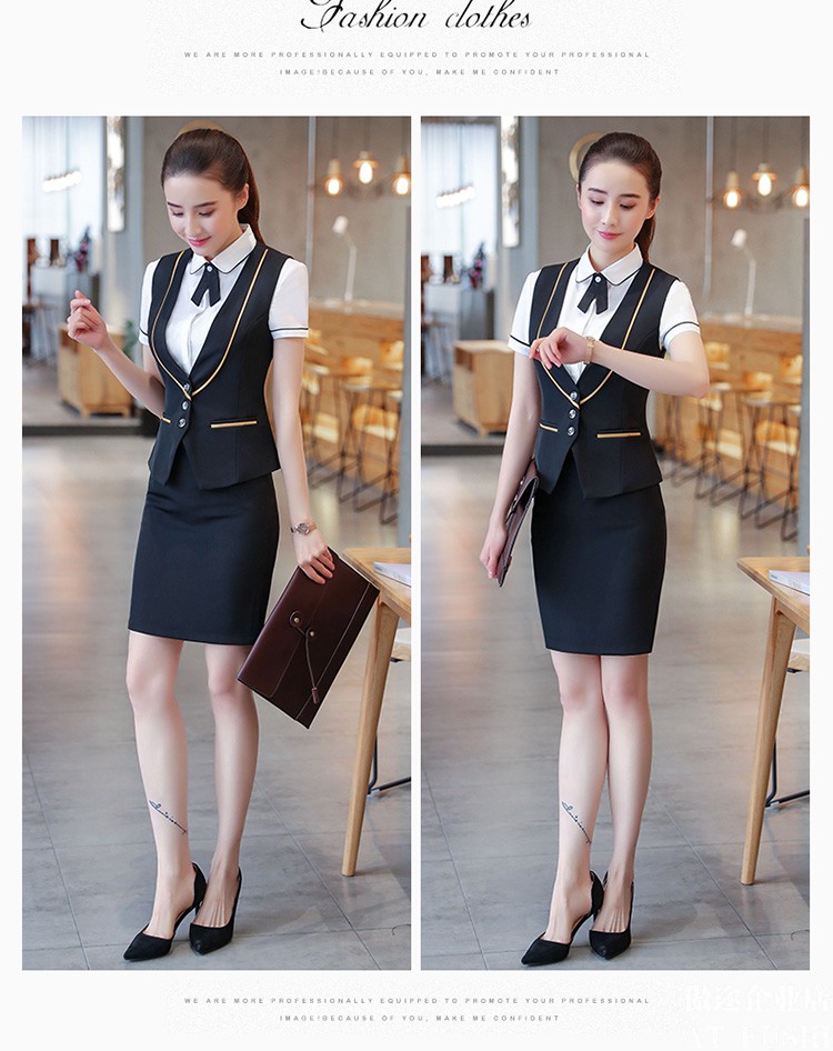 Người đẹp mặc y phục xuân hè 2019 khí chất thời trang khách sạn lễ tân chuyên nghiệp mặc đồng phục nữ tiếp viên đồng phục - Bộ đồ đồ bộ kiểu đẹp 2021