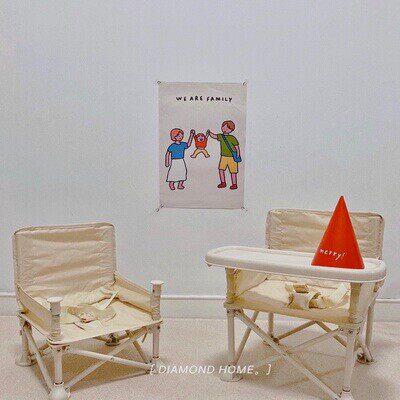 ins Korean children's folding chair baby dining chair foldable portable outdoor beach chair back chair photo props