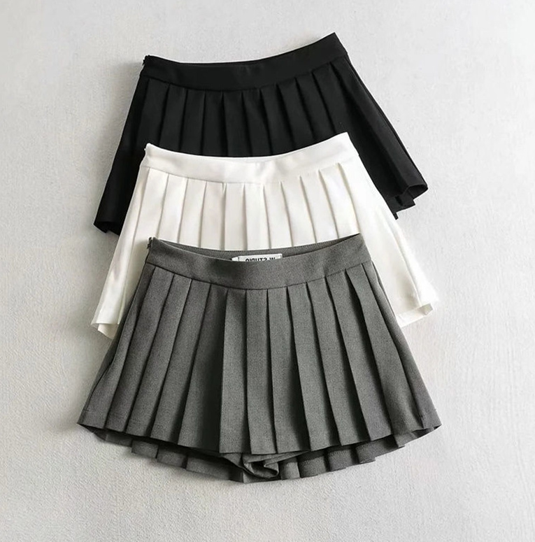 Ultra-Short 2023 Spring/Summer Style, Short in the Front and Long in the Back, Anti-Exposure Pleated Skirt, Short Skirt, High-Waisted Slimming Skirt, Pleated Skirt