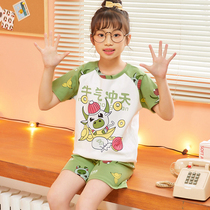 Girls pajamas summer short-sleeved thin cotton princess girl big boy mother and daughter childrens home clothes summer suit