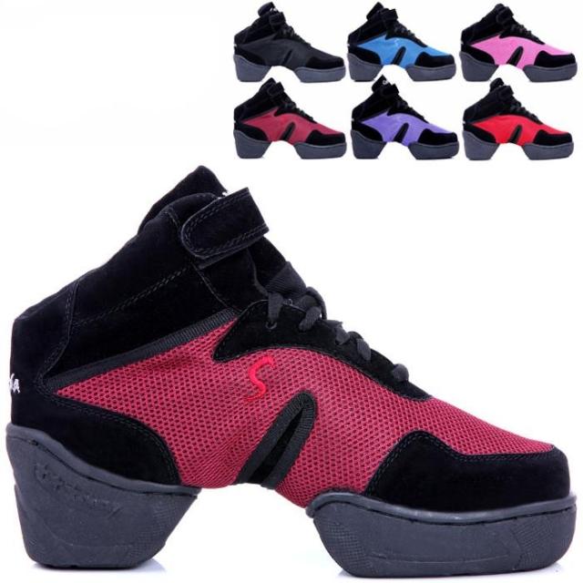 Square dance shoes four seasons dance shoes men's and women's heightened mesh modern dance dance shoes heightened shoes 6 cm