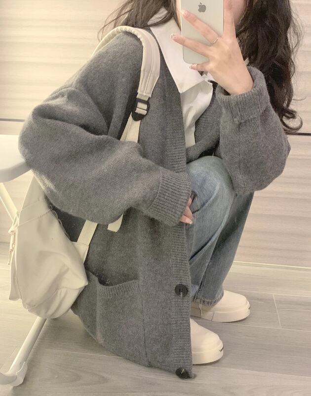 Soft and Lazy Style Sweater Cardigan for Women 2026 Spring and Autumn New Korean Style High-End V-Neck Early Spring Knitted Jacket Soft and Lazy Style Sweater Cardigan for Women 2026 Spring and Autumn New Korean Style High-End V-Neck Early Spring Knitted Jacket