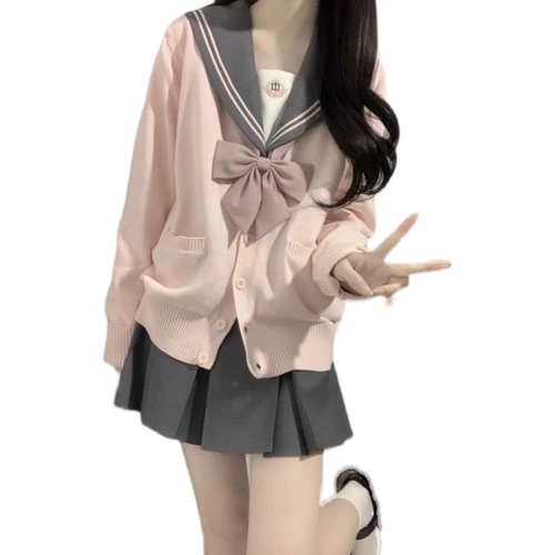 Оригинальный свитер, осенний кардиган, куртка, японская школьная юбка, униформа, трикотажный лонгслив