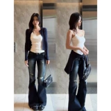 Трикотажный кардиган, осенний короткий свитер, универсальный топ с чашечками, комплект