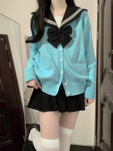 Оригинальный свитер, осенний кардиган, куртка, японская школьная юбка, униформа, трикотажный лонгслив