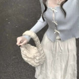 Весенний сексуальный синий трикотажный свитер с бантиком, футболка, облегающий крой