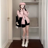 Розовая бейсбольная форма, демисезонная весенняя куртка для отдыха, в американском стиле, оверсайз