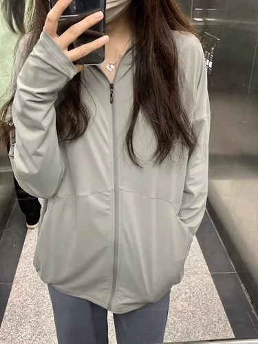 Шелковая дорожная летняя одежда для защиты от солнца с капюшоном, кардиган, куртка, свободный крой