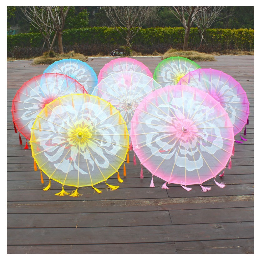 Jasmine blossom oil paper umbrella silk flowing Su umbrella parachute parachute show parachute show umbrella