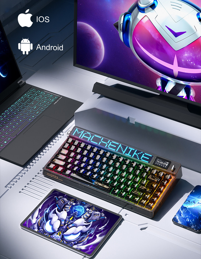 Machenike/机械师KT84三模机械游戏键盘LED智慧屏热插拔电脑电竞游戏专用插图13