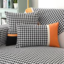 Sofa cover modern simple fashion atmospheric bird grid high-grade chenille non-slip cushion cover cloth sofa cover towel