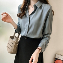 Real Silk Shirt Woman 2021 Early Autumn Design Sensation Pure Color Small Crowdblouse Professional Mulberry Silk Long Sleeve Lady Shirt
