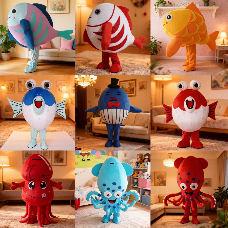 Ocean-Themed Cartoon Mascot Costumes, Lively and Cute, Eye-Catching, Complete Set of Fish, Squid, and Shell Costumes for People to Wear Ocean-Themed Cartoon Mascot Costumes, Lively and Cute, Eye-Catching, Complete Set of Fish, Squid, and Shell Costumes for People to Wear
