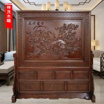 Solid Wood Chinese flower blossom rich vertical screen Dongyang wood carving antique living room bedroom double-sided porch partition screen