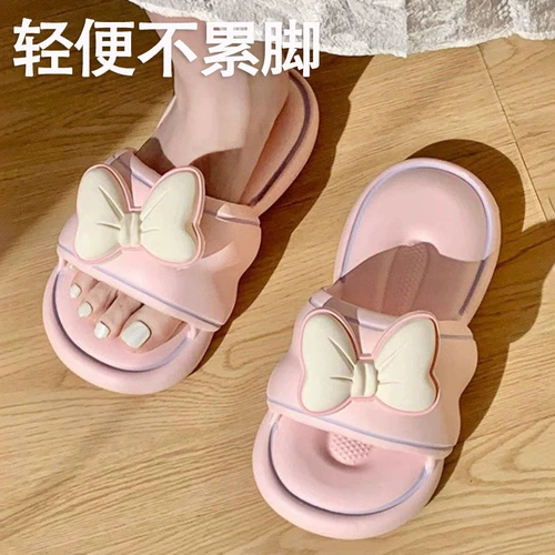 Слайдеры с бантиком, тапочки, летняя нескользящая дезодорированная обувь на платформе
