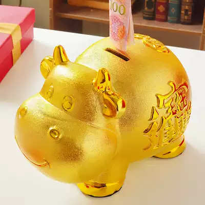 Taurus piggy bank can only enter and exit creative, unique and undesirable Zodiac Children's Year of the Ox savings Ceramic savings