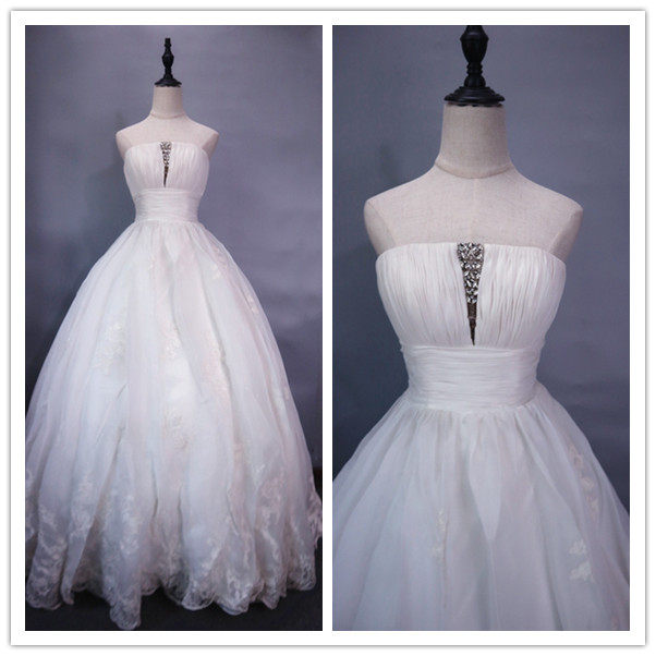 沫家新娘白色婚紗結婚式新娘蕾絲釘珠婚紗照相館主題服演出服蓬蓬裙